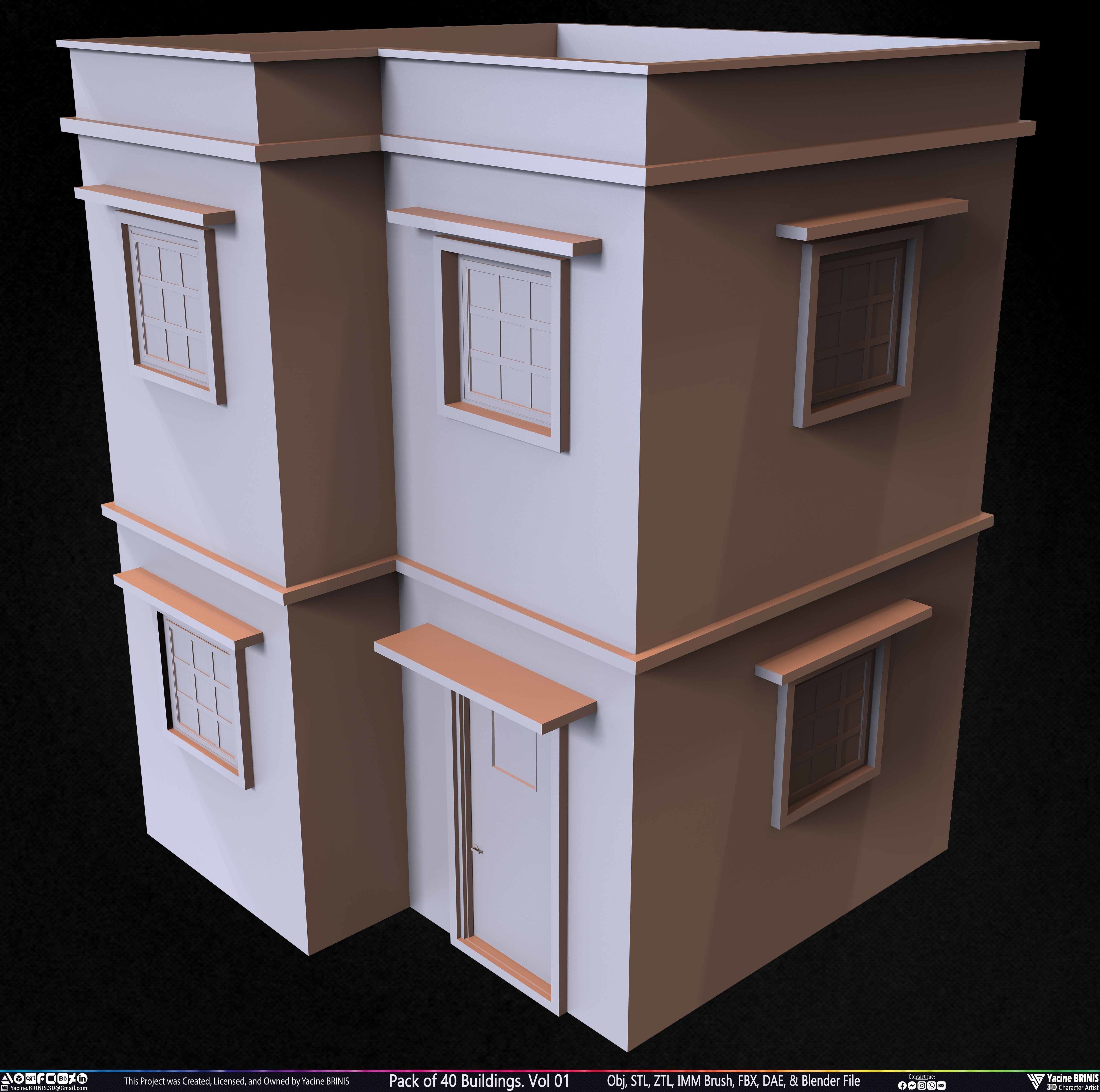 Pack of 40 Buildings Volume 01 Low-poly 3D model_15