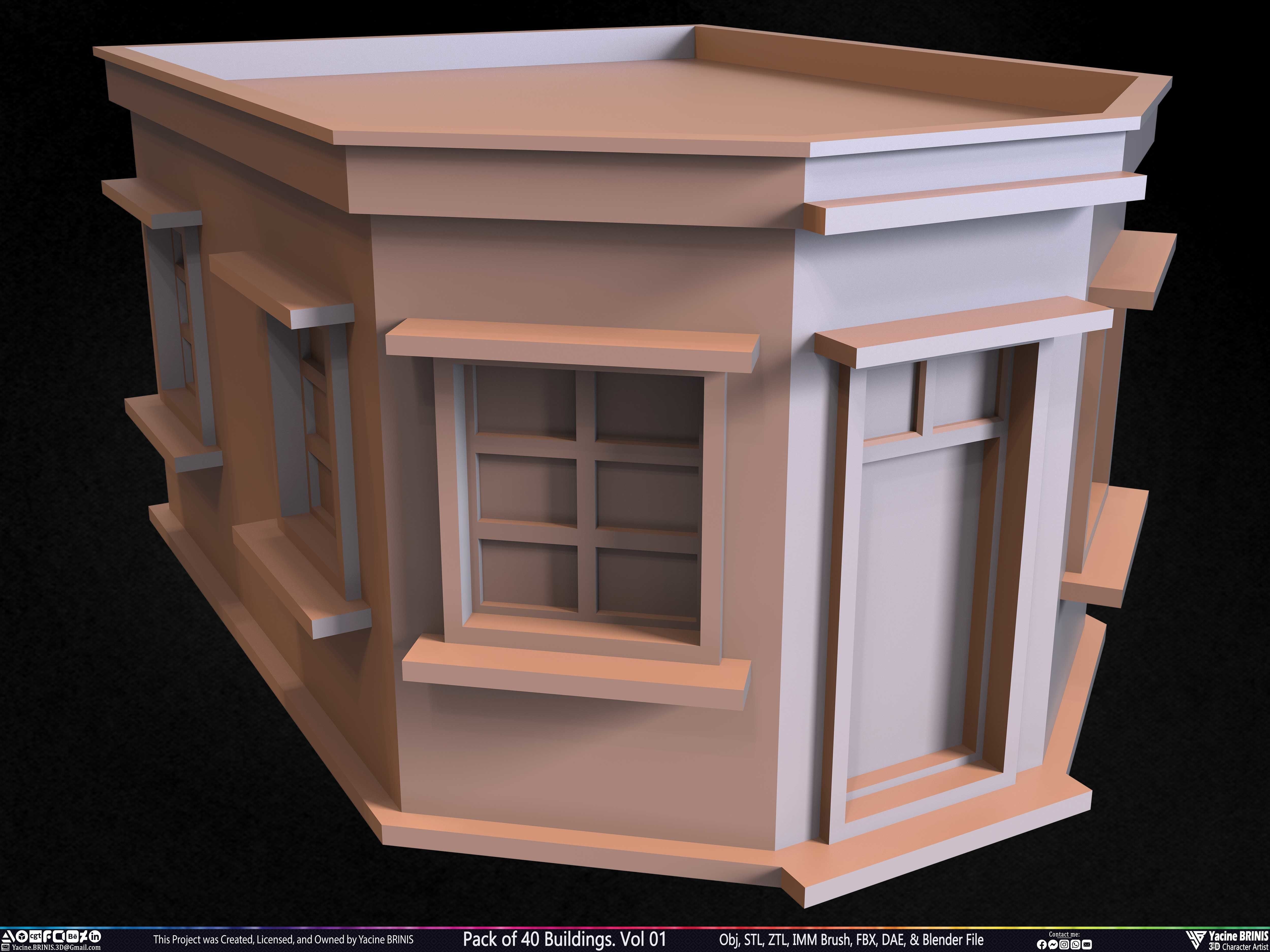 Pack of 40 Buildings Volume 01 Low-poly 3D model_19