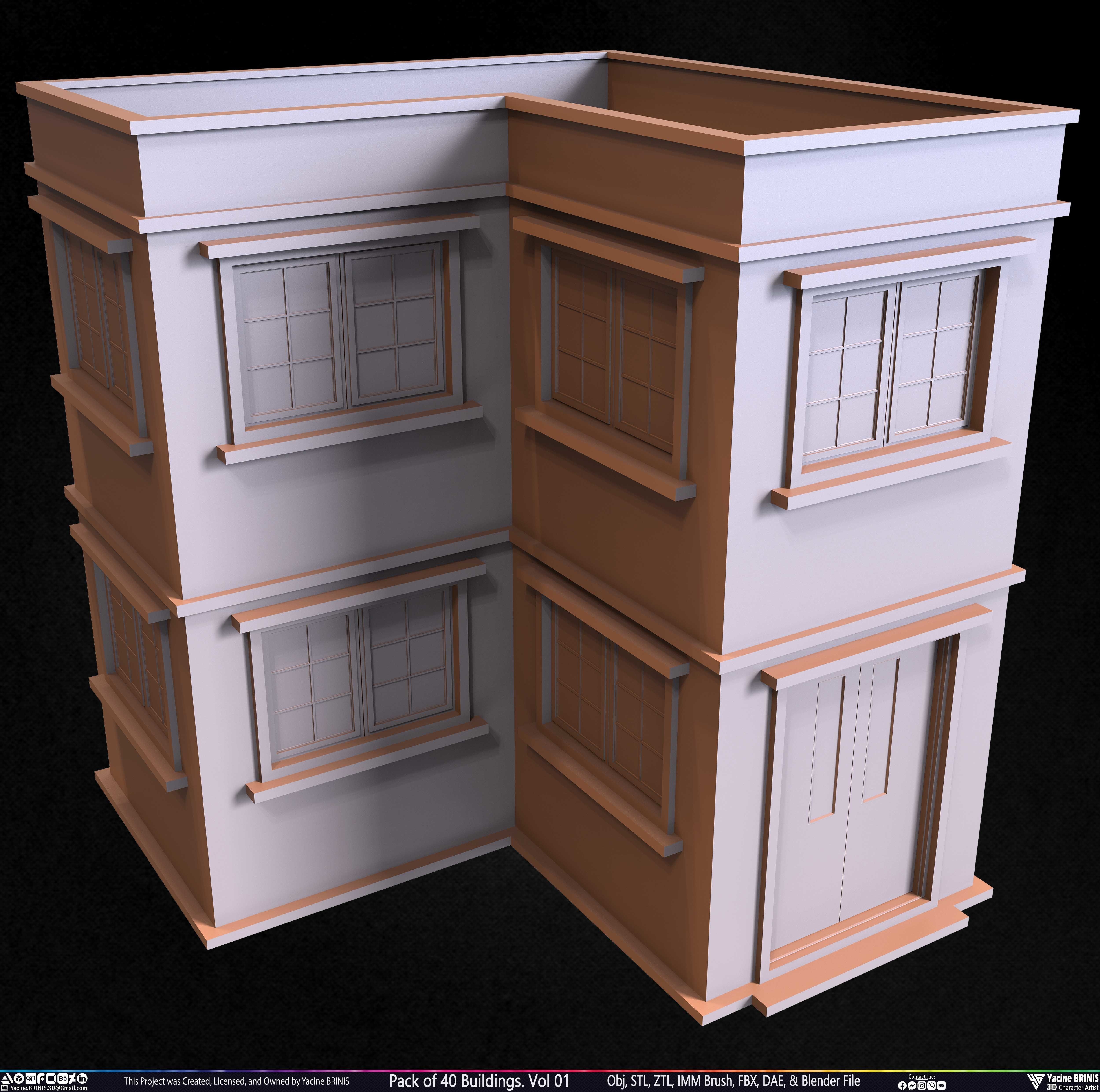 Pack of 40 Buildings Volume 01 Low-poly 3D model_46