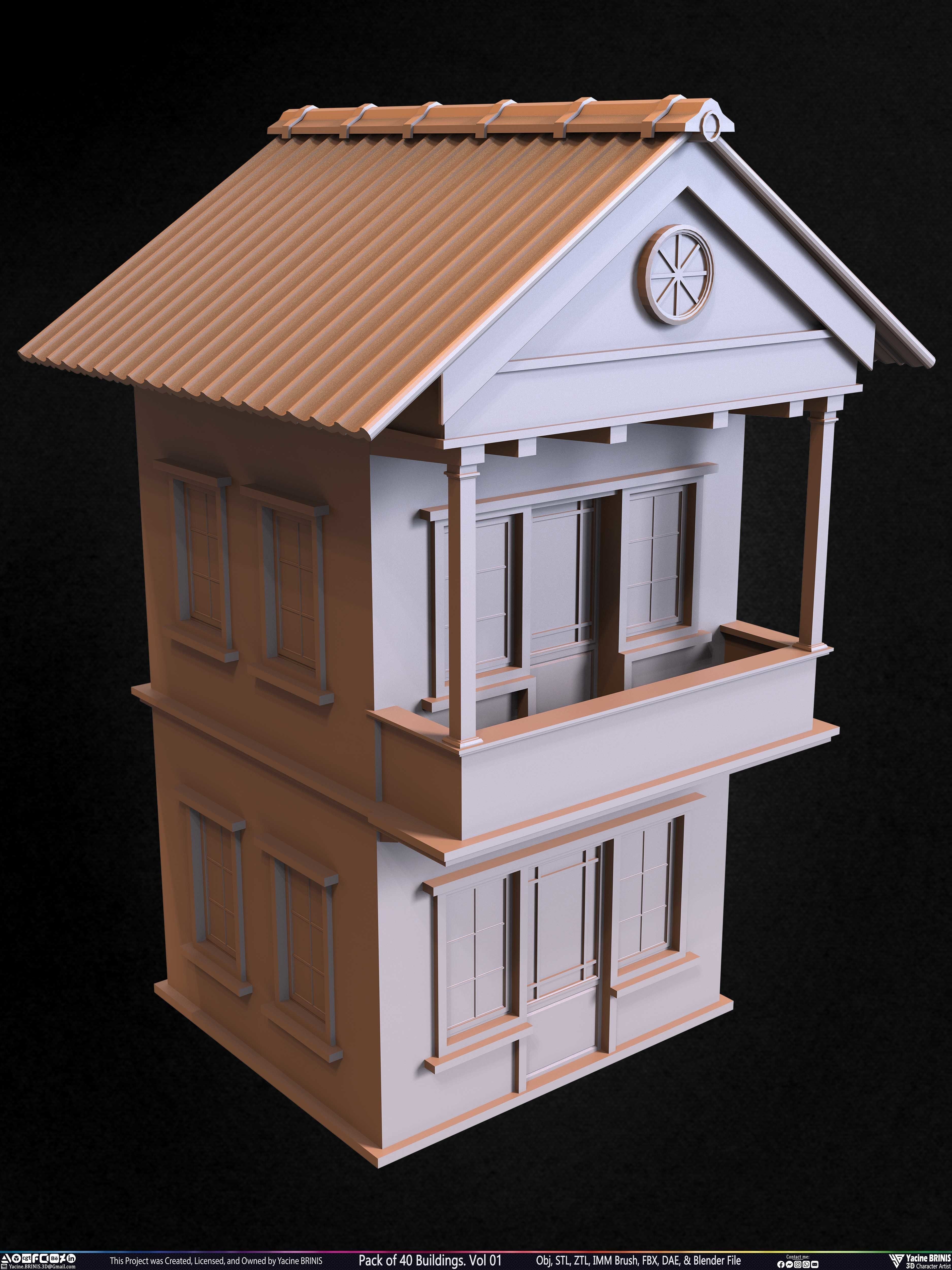 Pack of 40 Buildings Volume 01 Low-poly 3D model_36