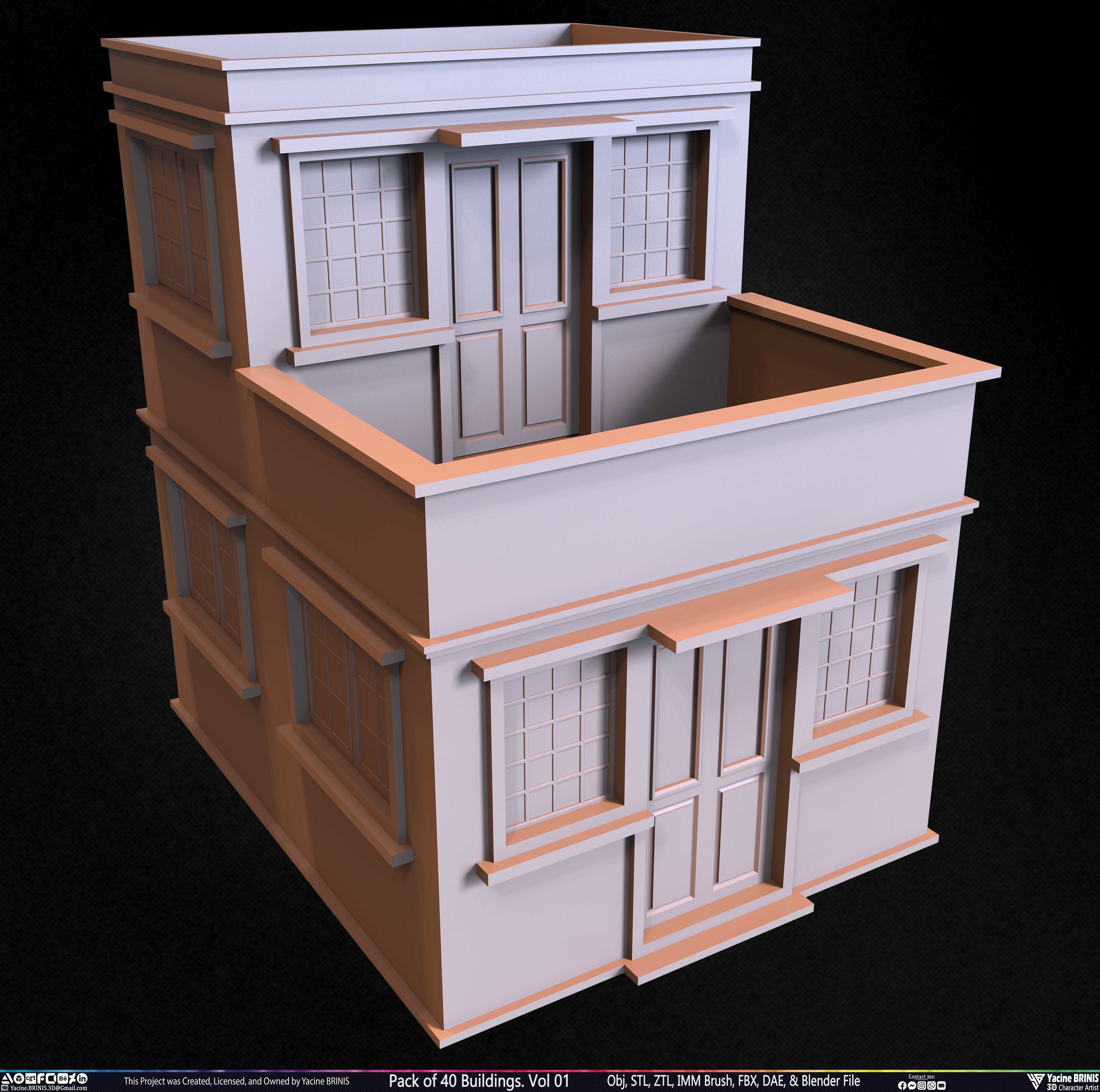 Pack of 40 Buildings Volume 01 Low-poly 3D model_47