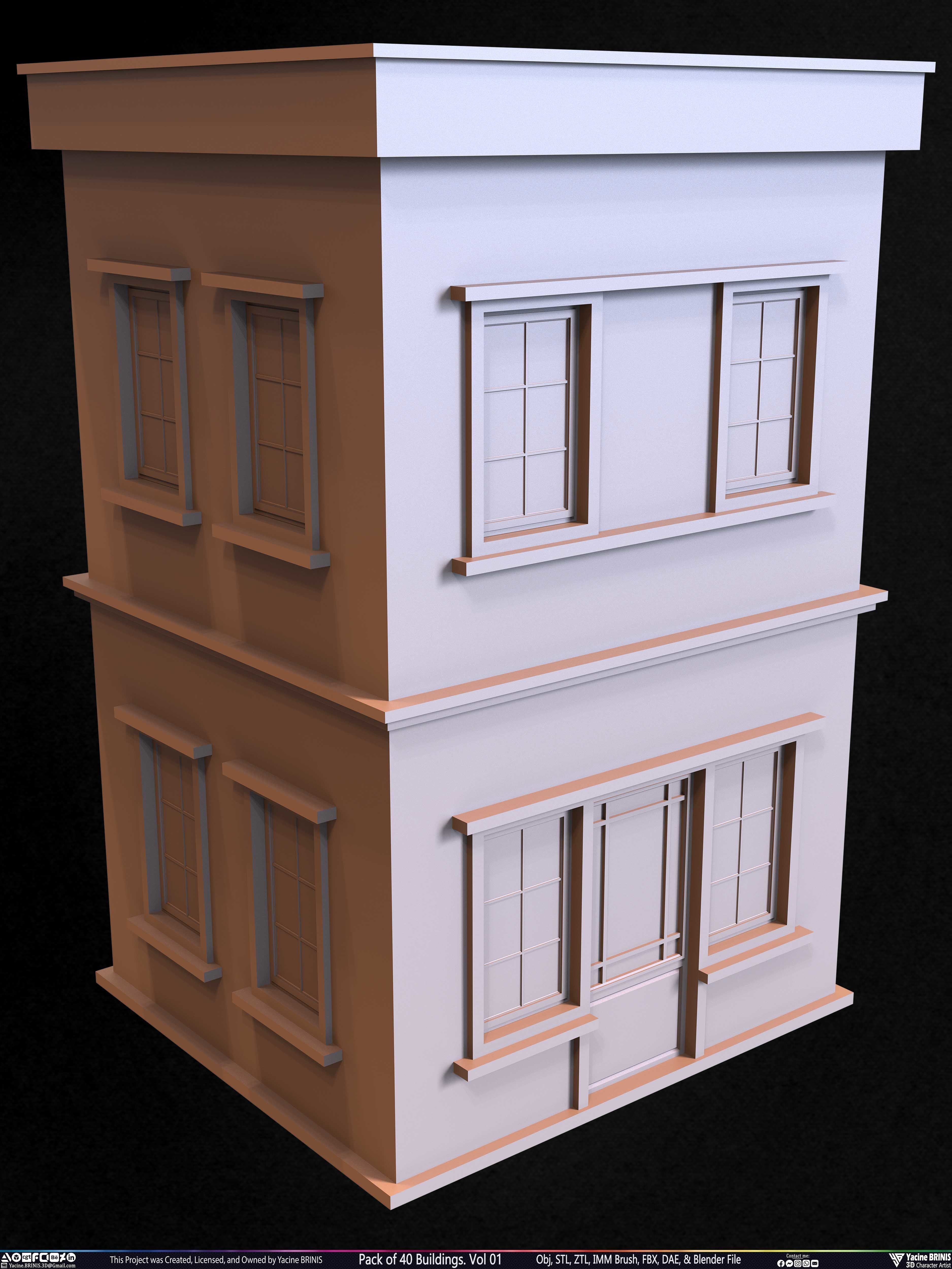 Pack of 40 Buildings Volume 01 Low-poly 3D model_35