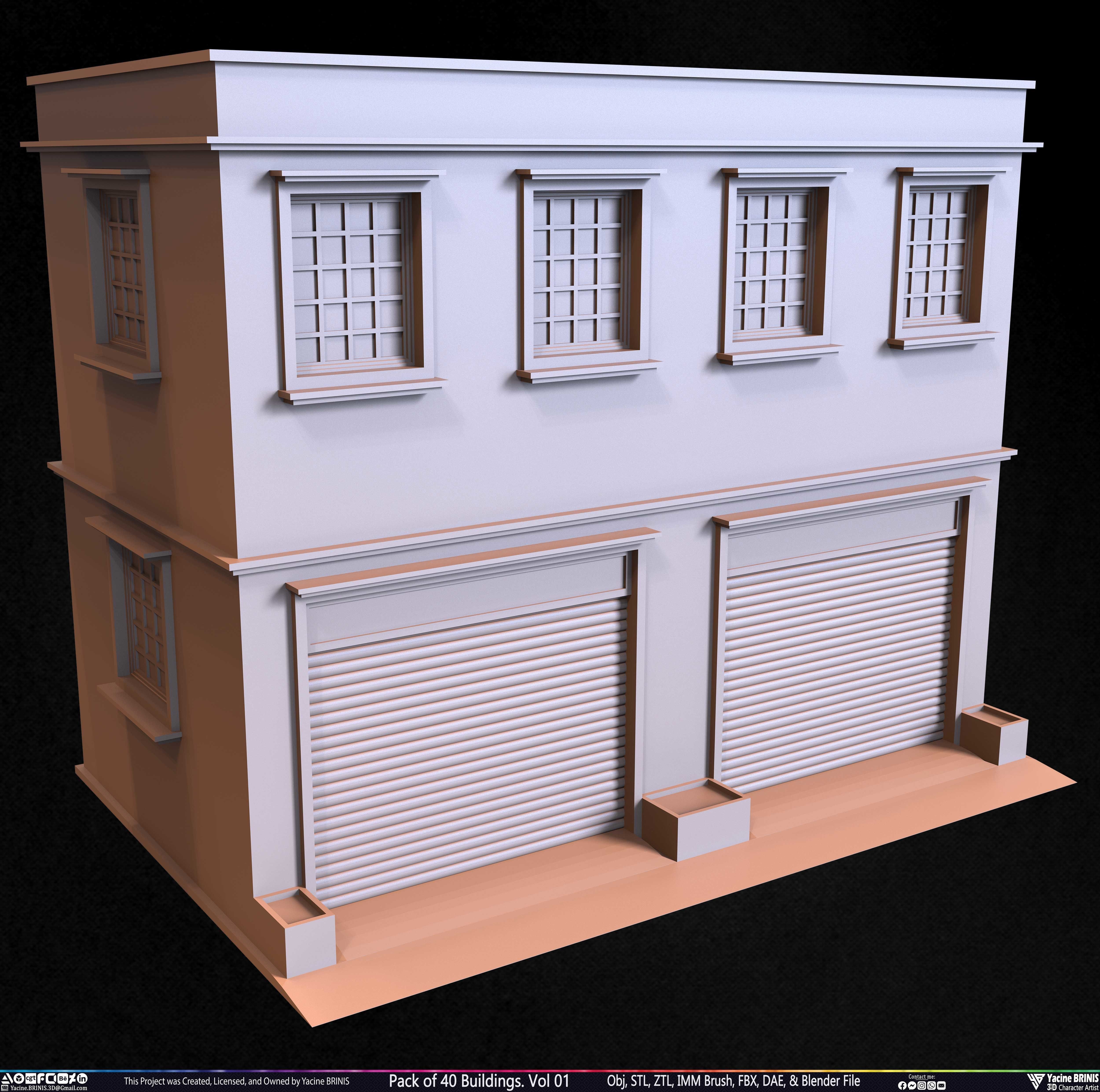 Pack of 40 Buildings Volume 01 Low-poly 3D model_43