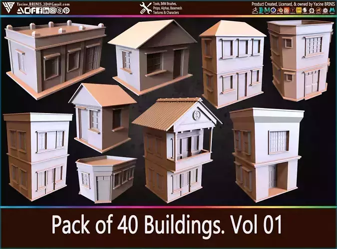 Pack of 40 Buildings Volume 01