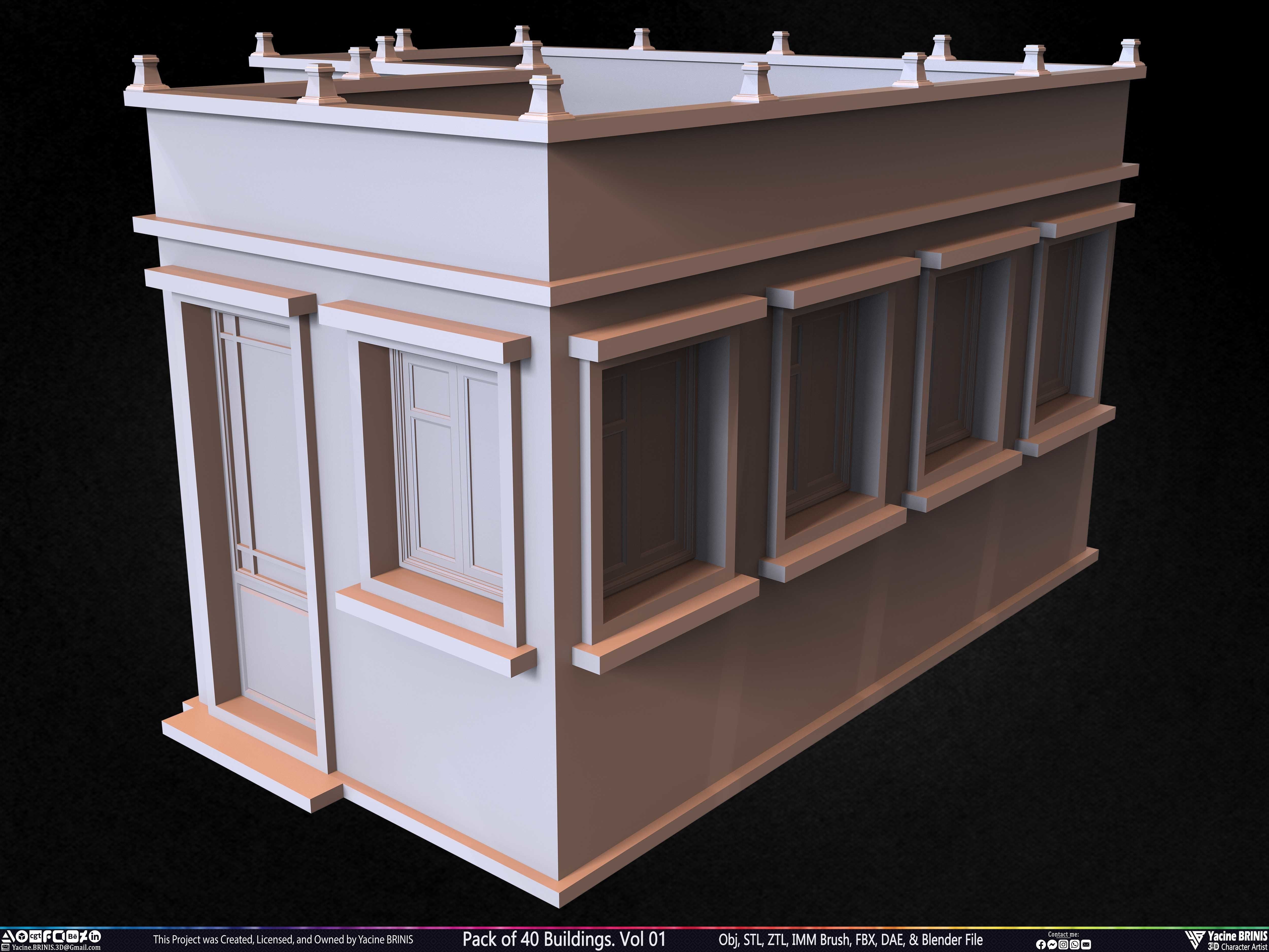 Pack of 40 Buildings Volume 01 Low-poly 3D model_32