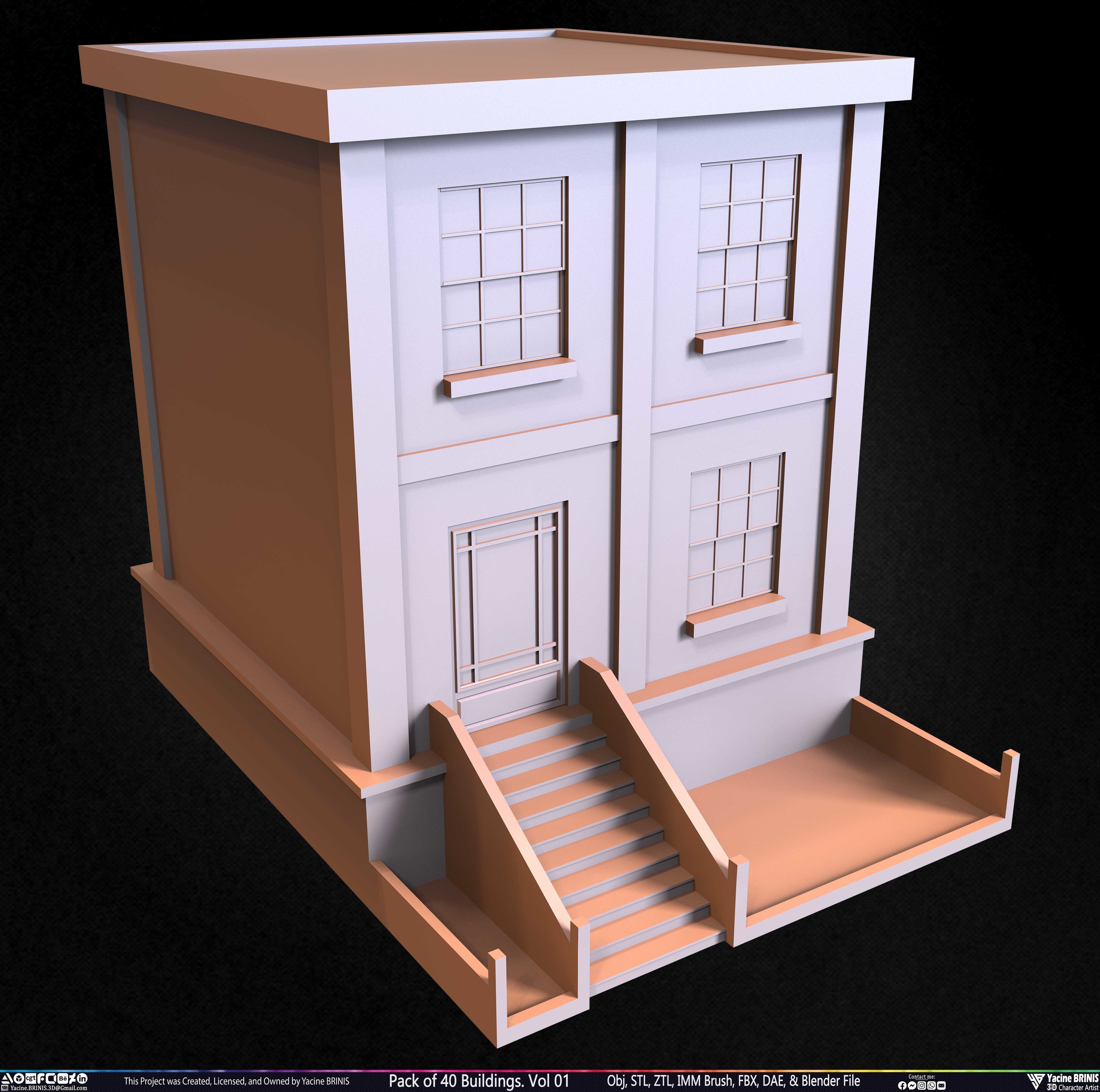 Pack of 40 Buildings Volume 01 Low-poly 3D model_41