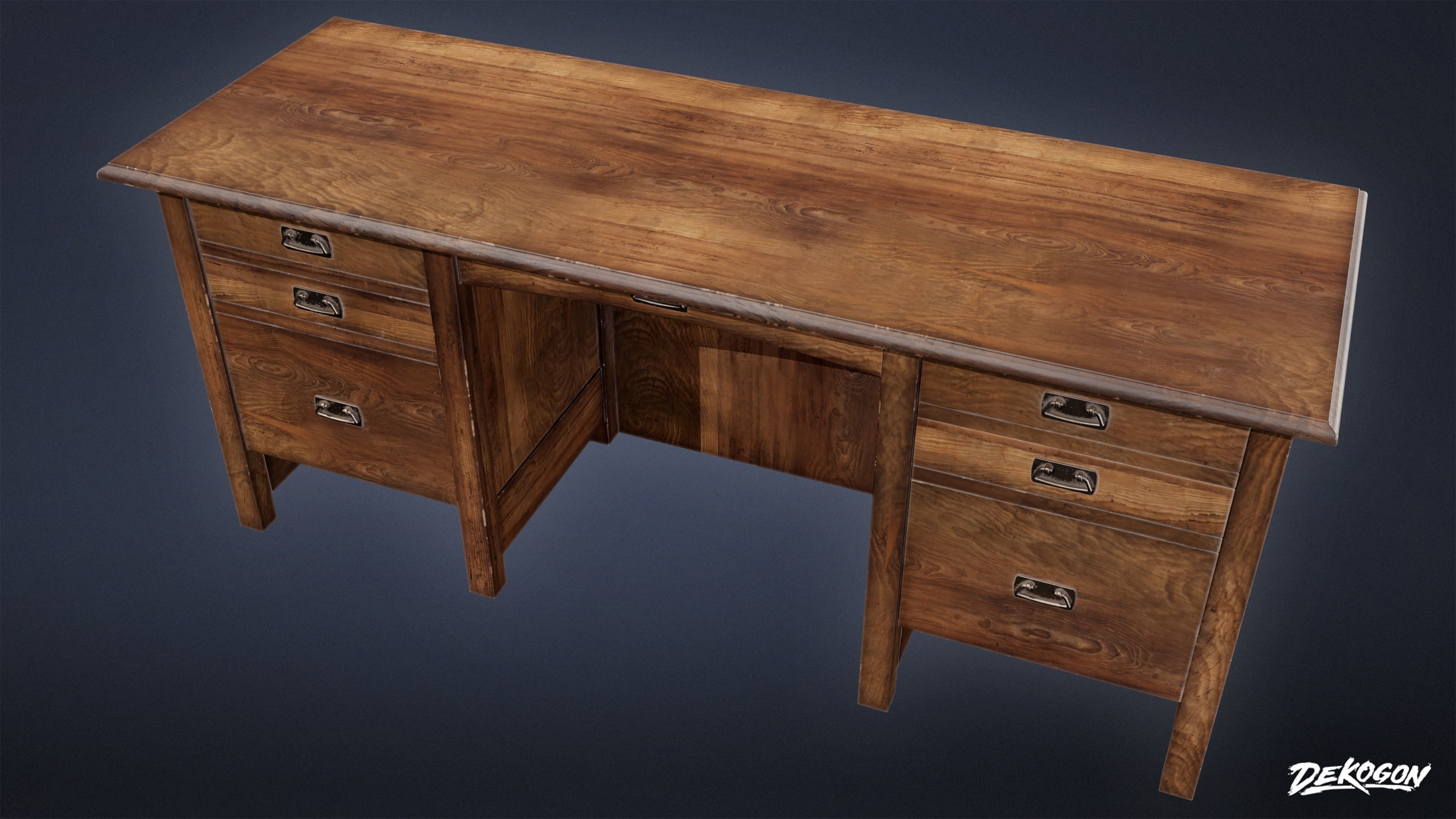 SUBURBS - Desk 02 - LOW POLY AND NANITE Low-poly 3D model_4