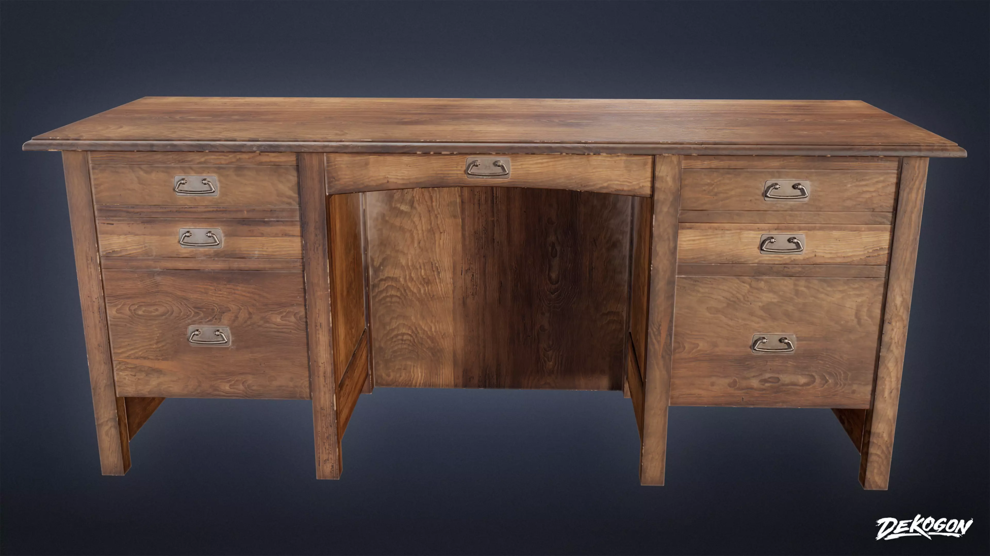 SUBURBS - Desk 02 - LOW POLY AND NANITE Low-poly 3D model_0