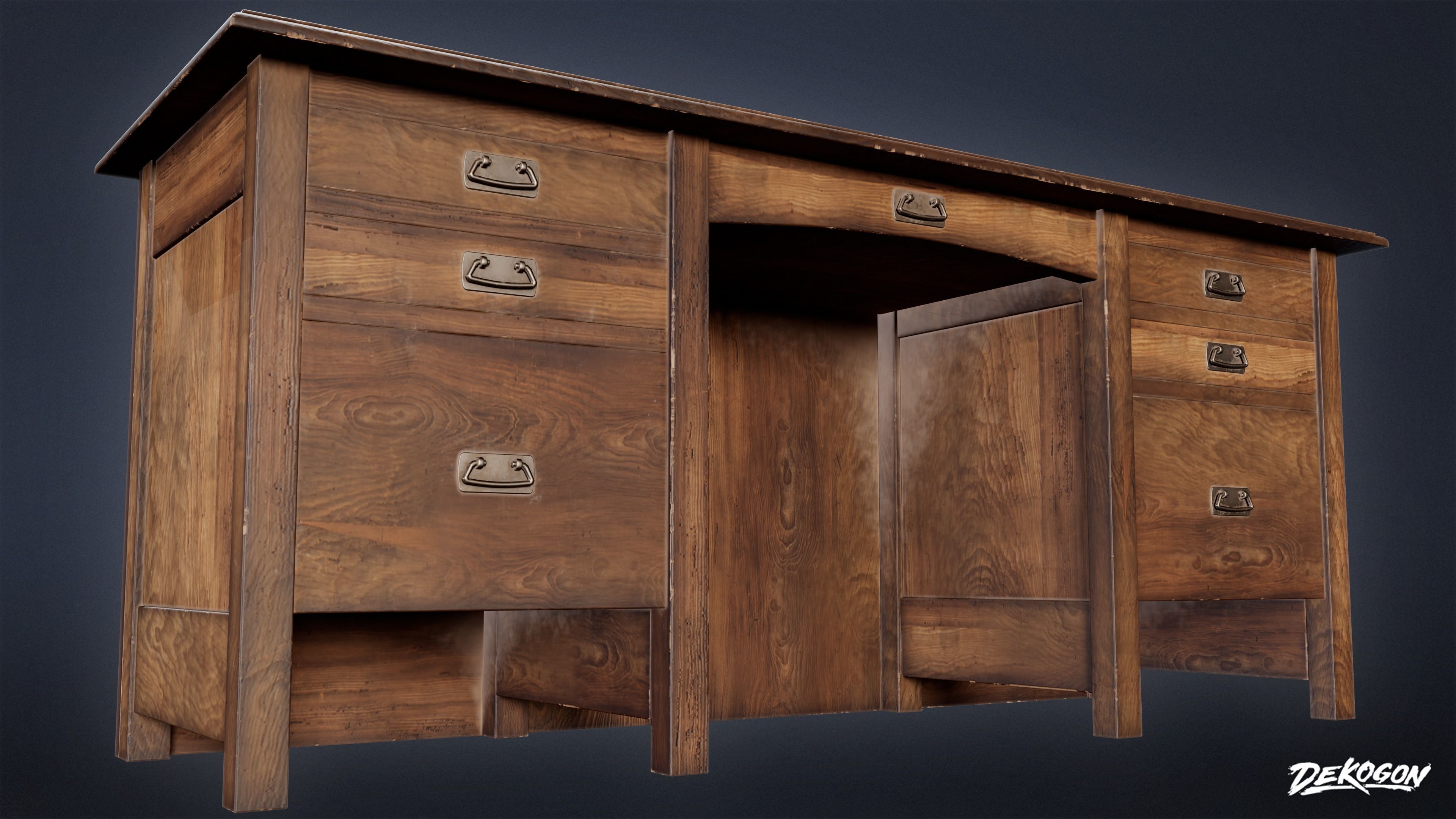 SUBURBS - Desk 02 - LOW POLY AND NANITE Low-poly 3D model_5