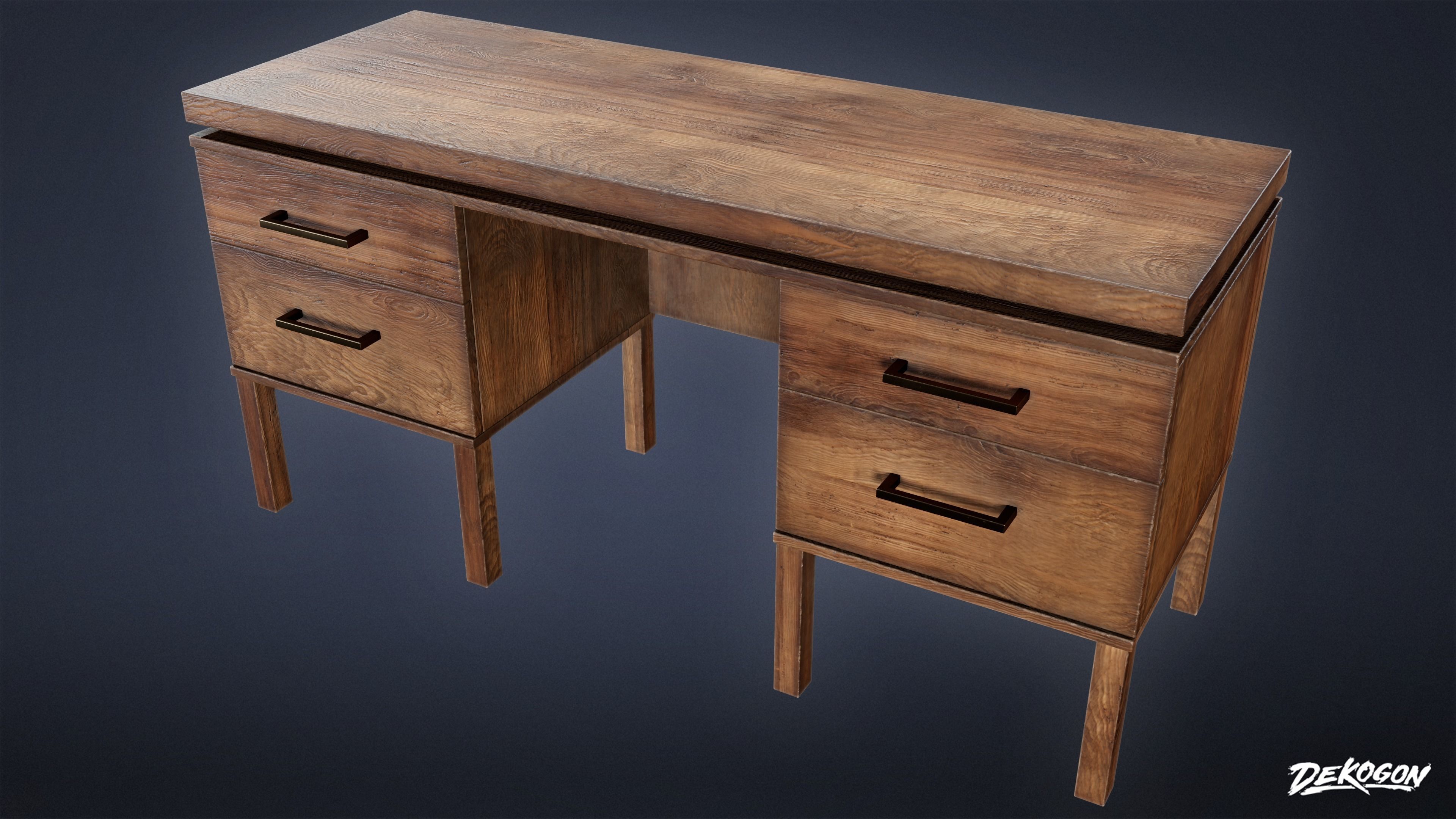 SUBURBS - Desk 03 - LOW POLY AND NANITE Low-poly 3D model_4