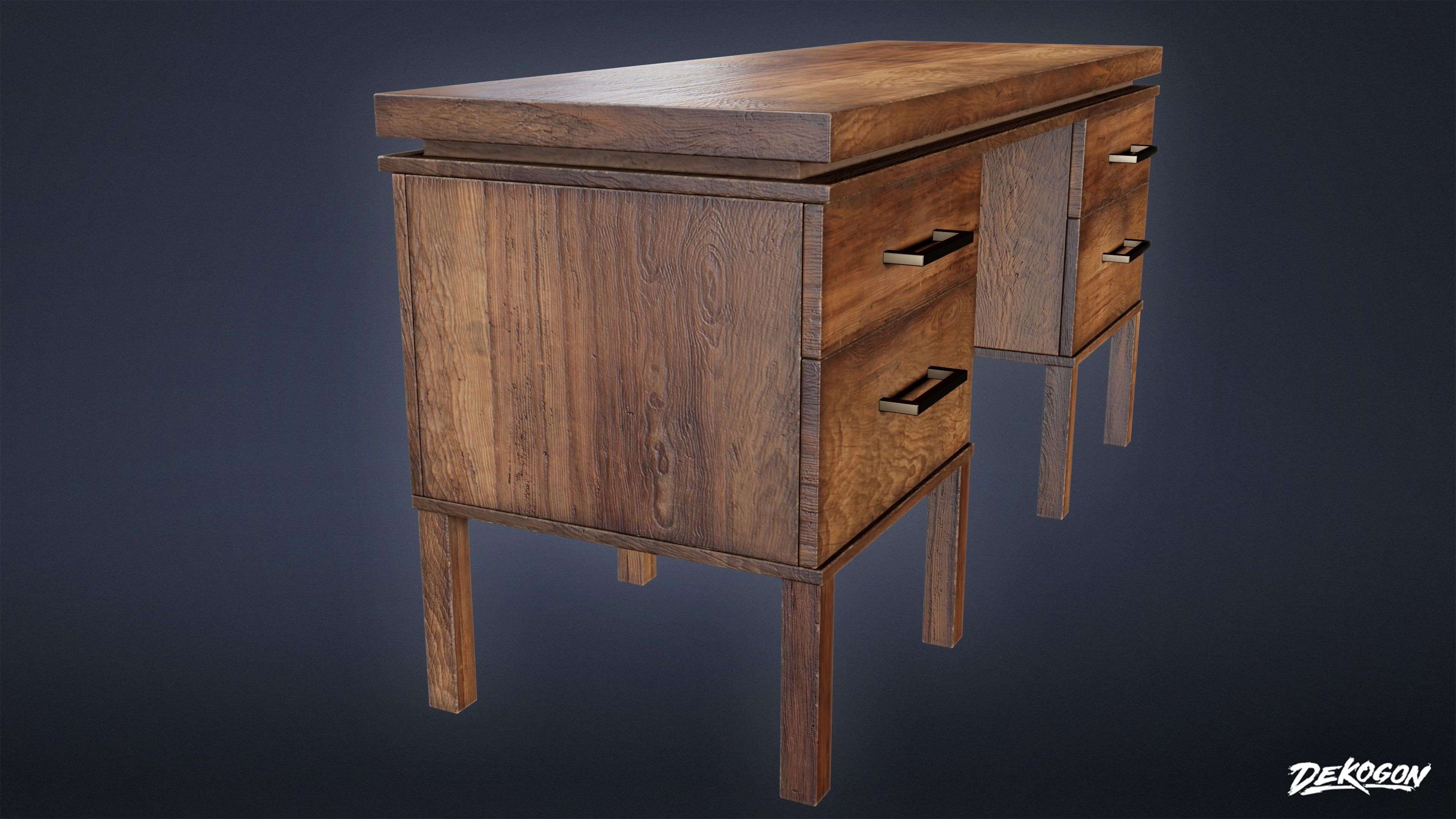 SUBURBS - Desk 03 - LOW POLY AND NANITE Low-poly 3D model_2