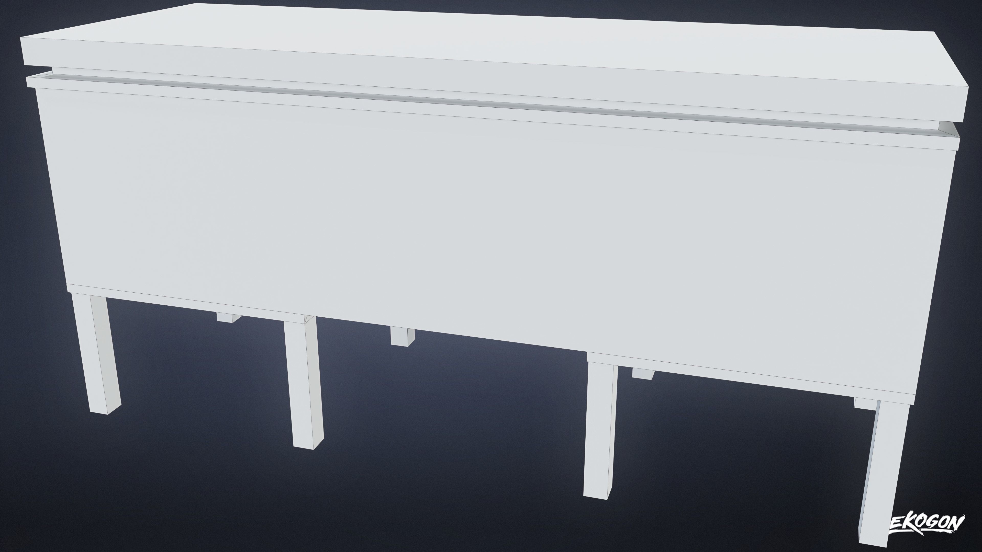 SUBURBS - Desk 03 - LOW POLY AND NANITE Low-poly 3D model_8