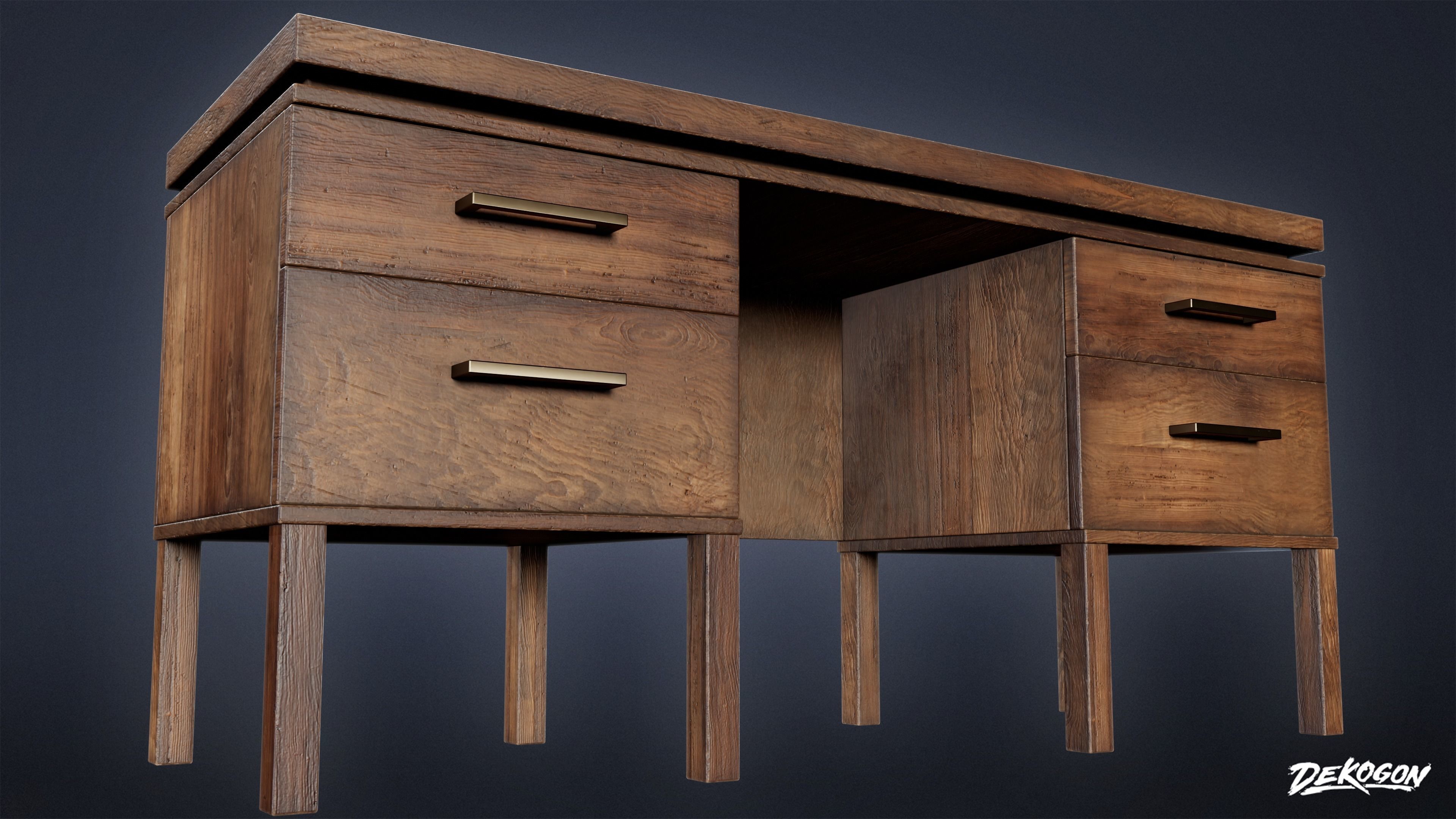 SUBURBS - Desk 03 - LOW POLY AND NANITE Low-poly 3D model_5