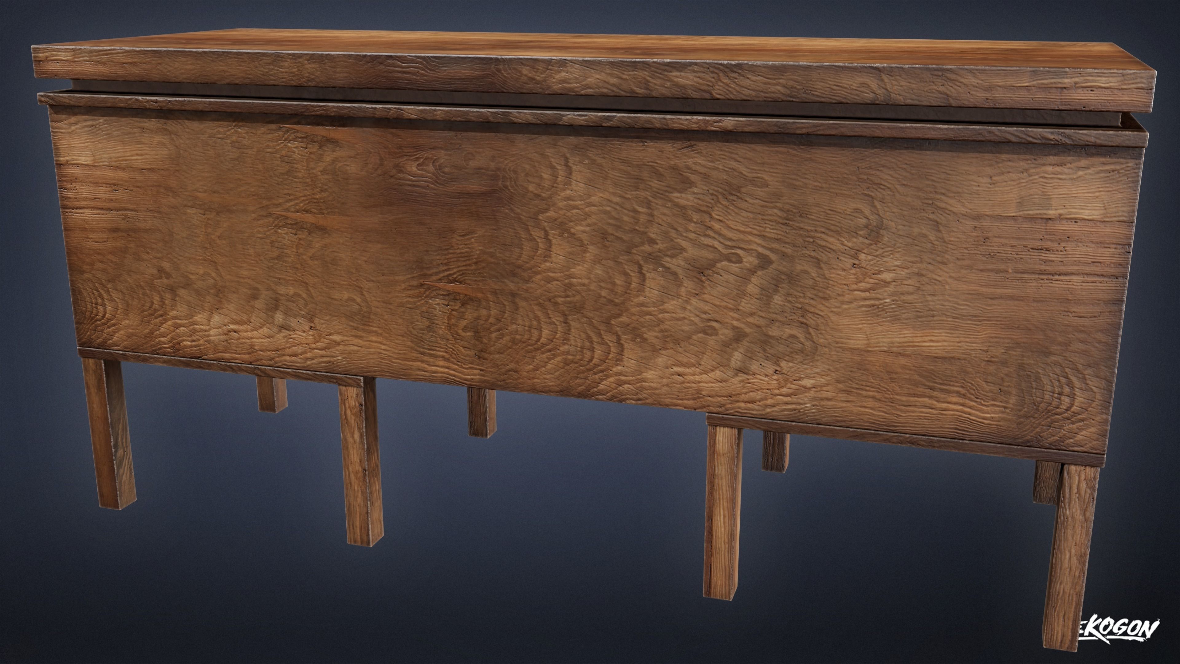 SUBURBS - Desk 03 - LOW POLY AND NANITE Low-poly 3D model_3