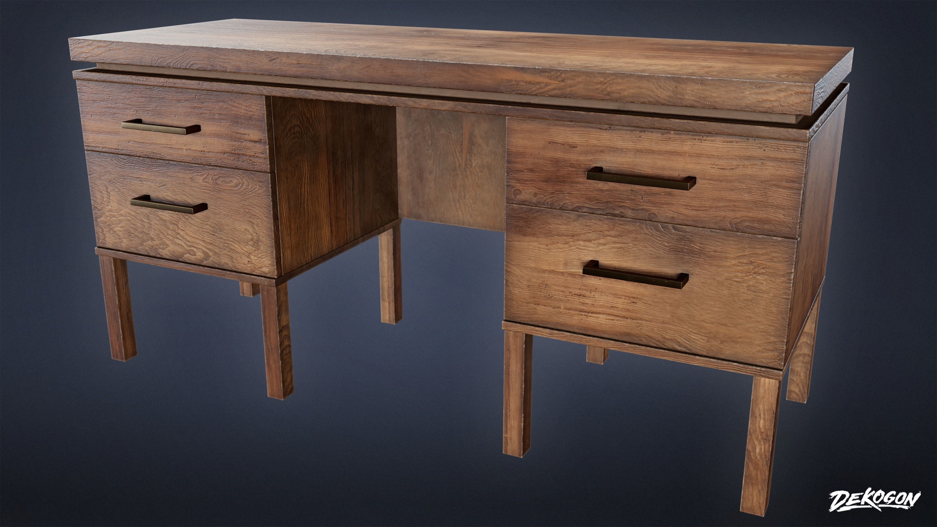 SUBURBS - Desk 03 - LOW POLY AND NANITE Low-poly 3D model_1