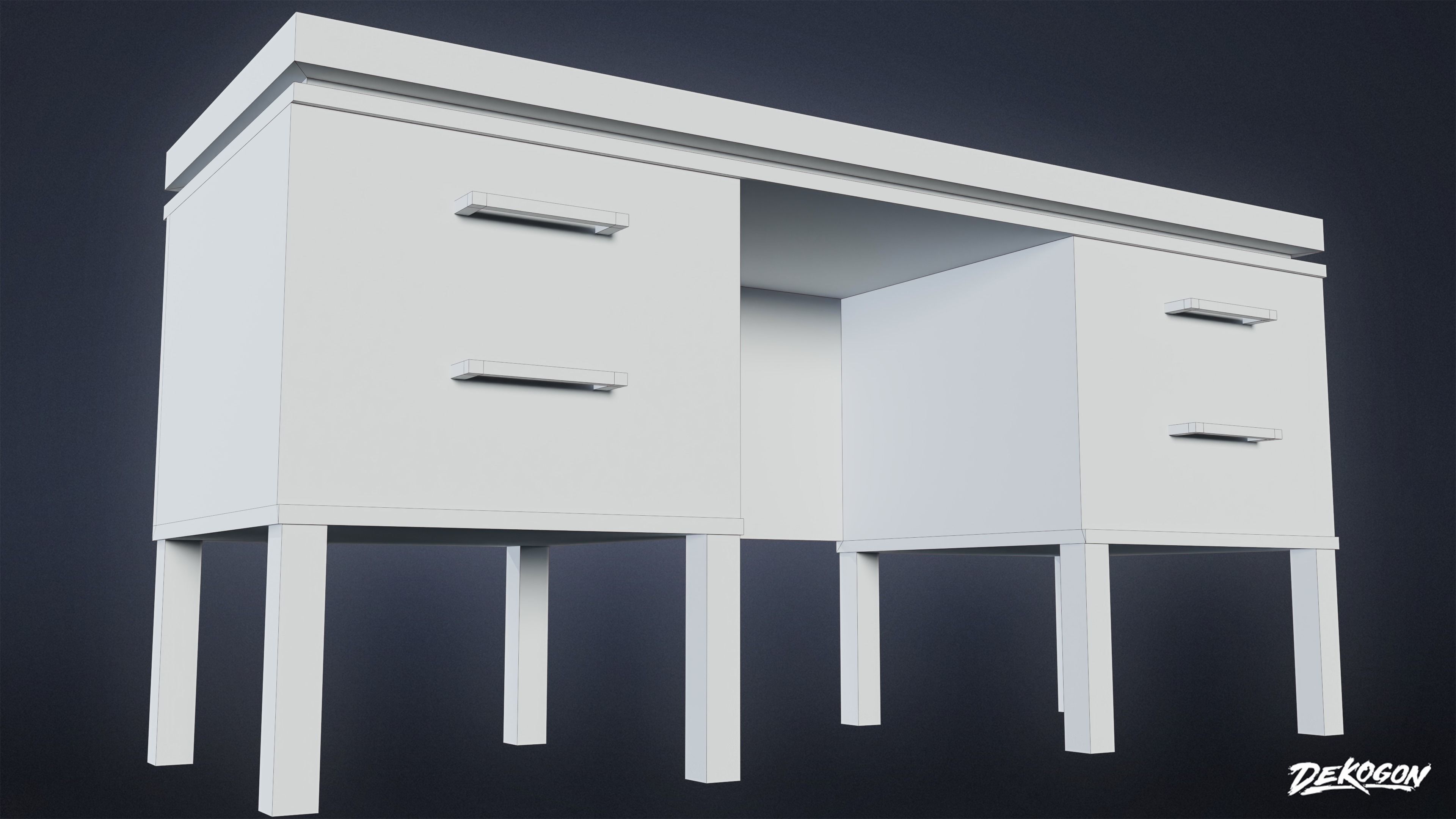 SUBURBS - Desk 03 - LOW POLY AND NANITE Low-poly 3D model_6