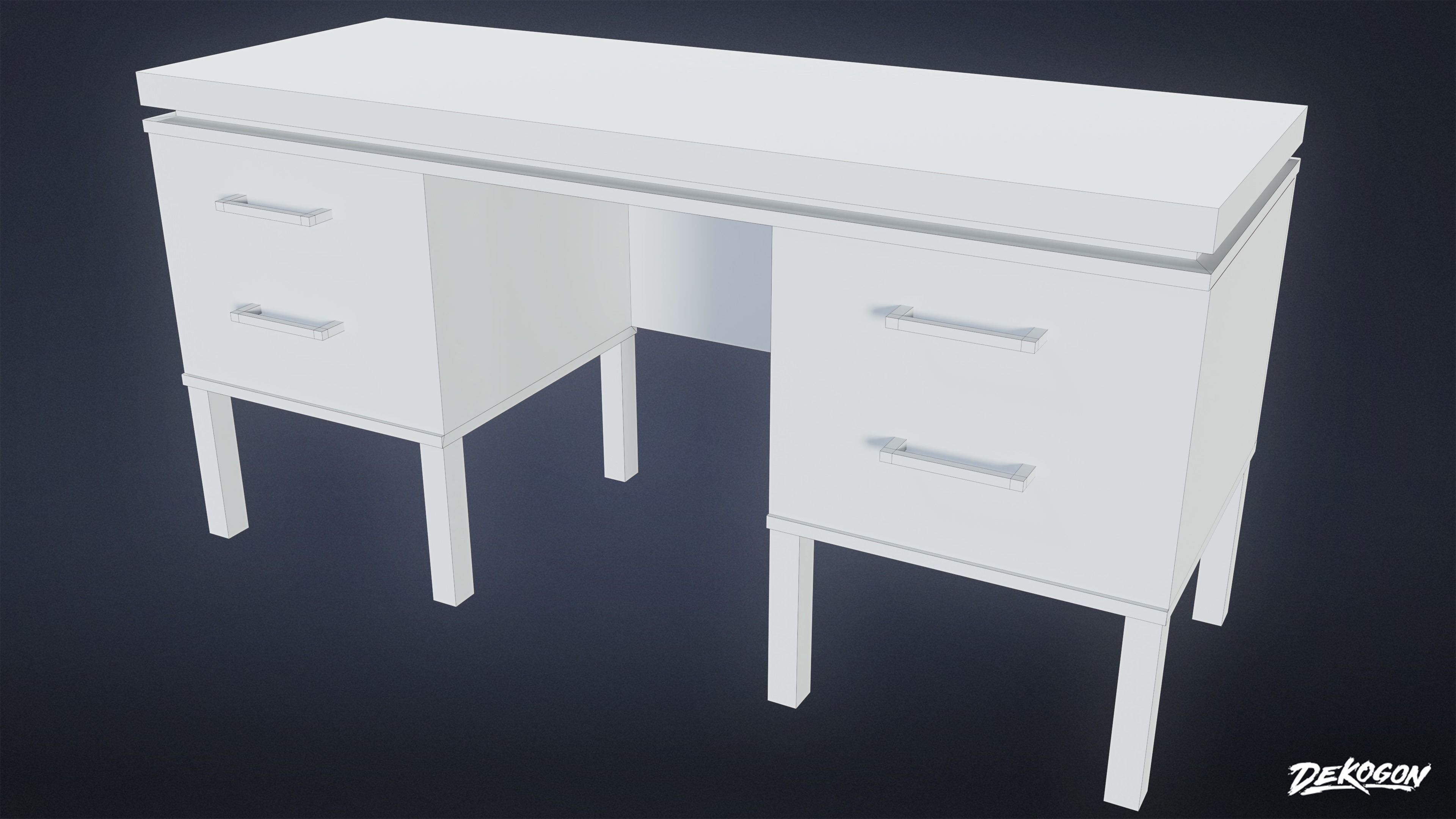 SUBURBS - Desk 03 - LOW POLY AND NANITE Low-poly 3D model_7