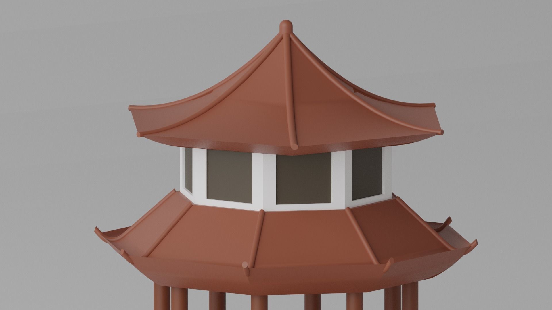 Cartoon Chinese Pavilion 3D model_3