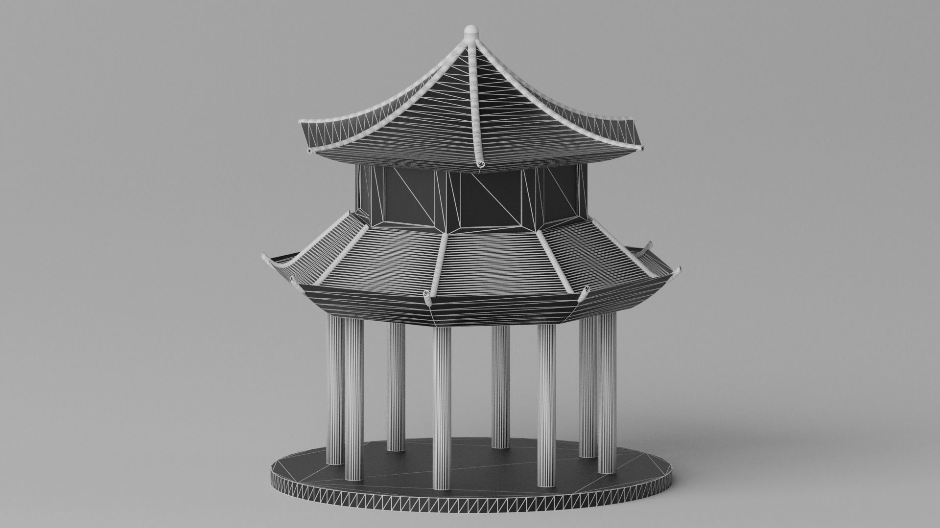 Cartoon Chinese Pavilion 3D model_7