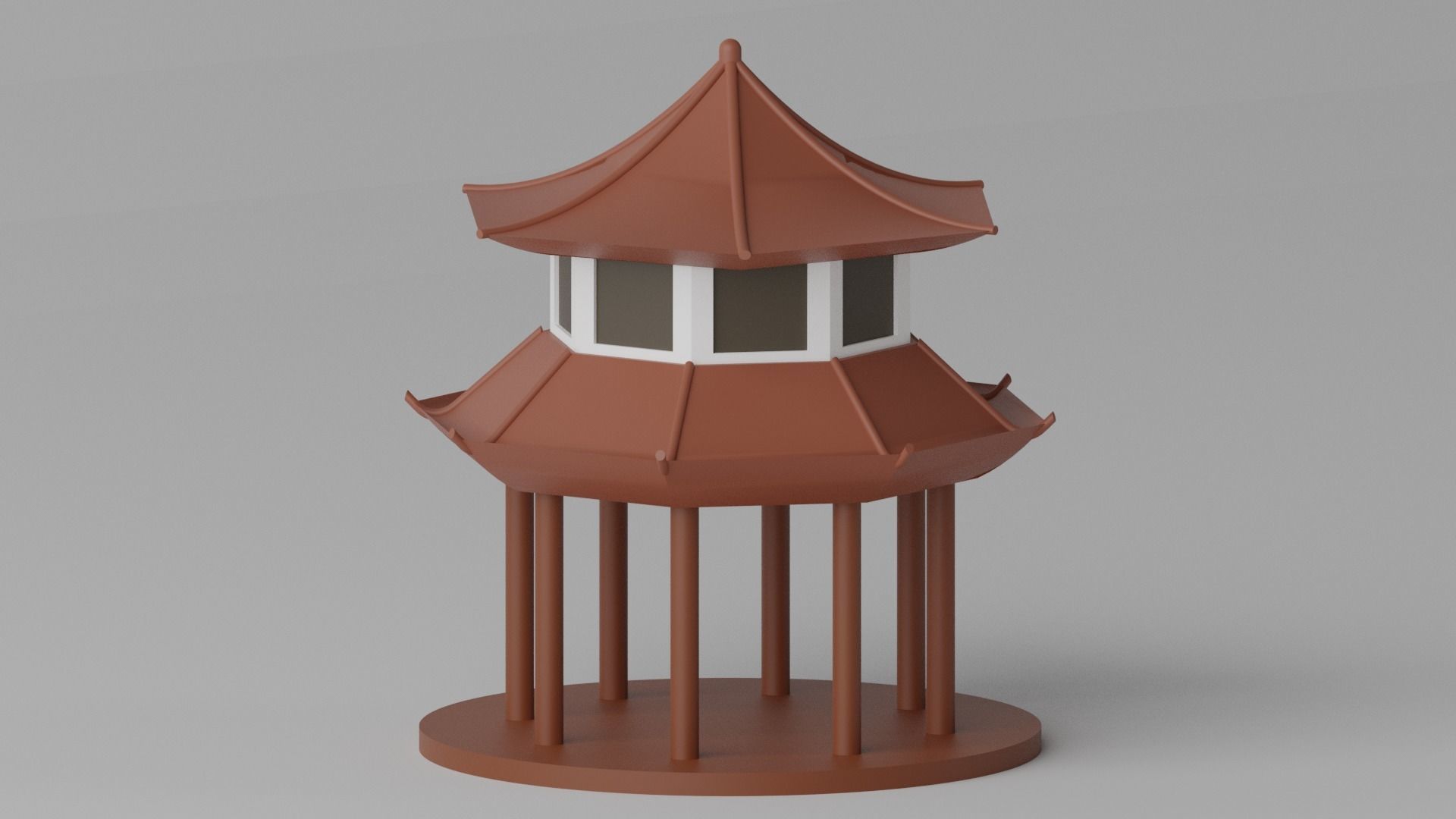 Cartoon Chinese Pavilion 3D model_2