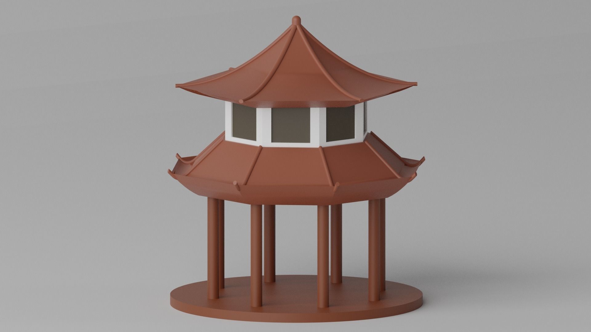 Cartoon Chinese Pavilion 3D model_1