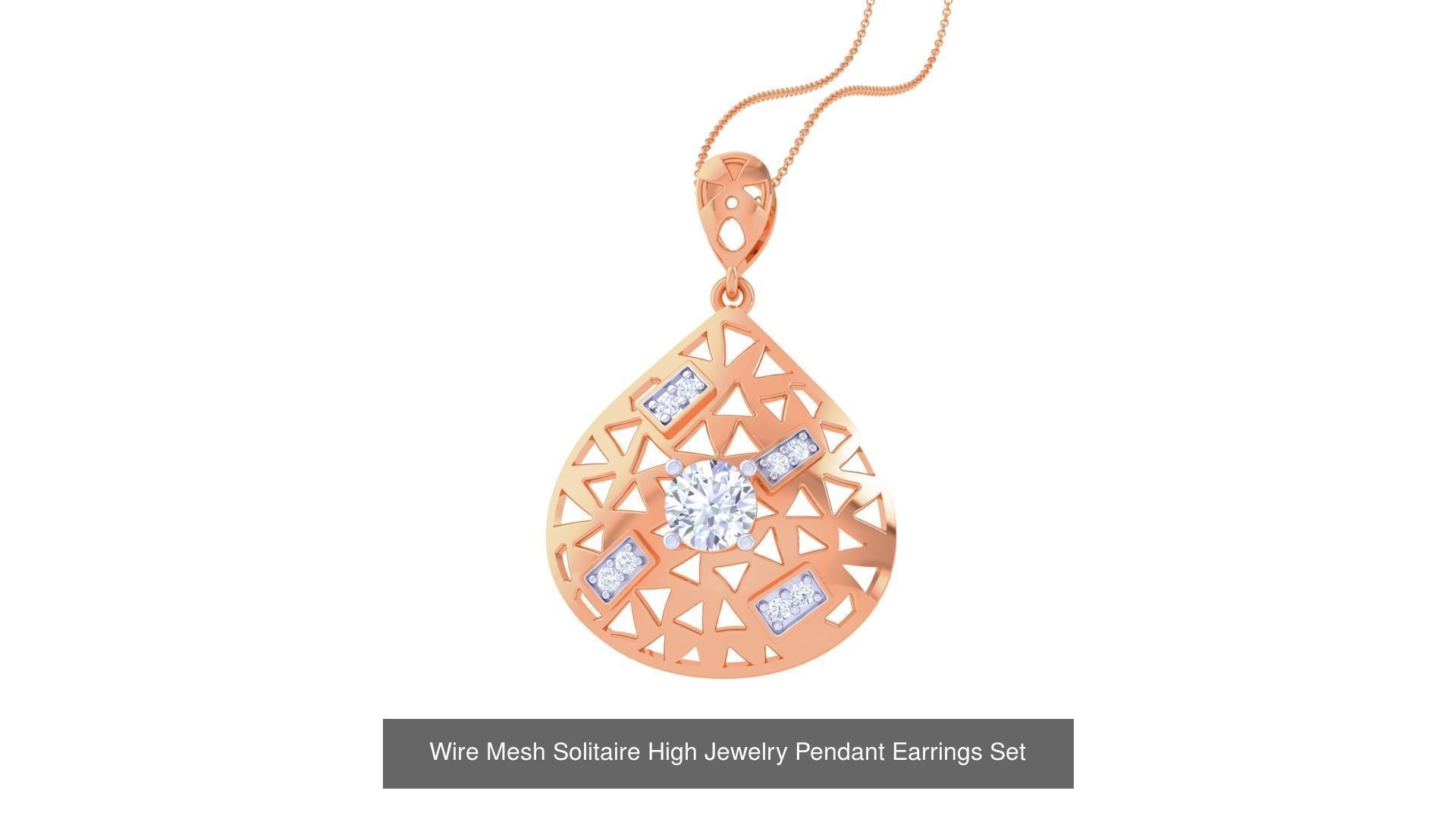 20 Light Solitaire Pendant Earrings Set 3dm stl obj mtl gltf glb 3D Model Collection_8