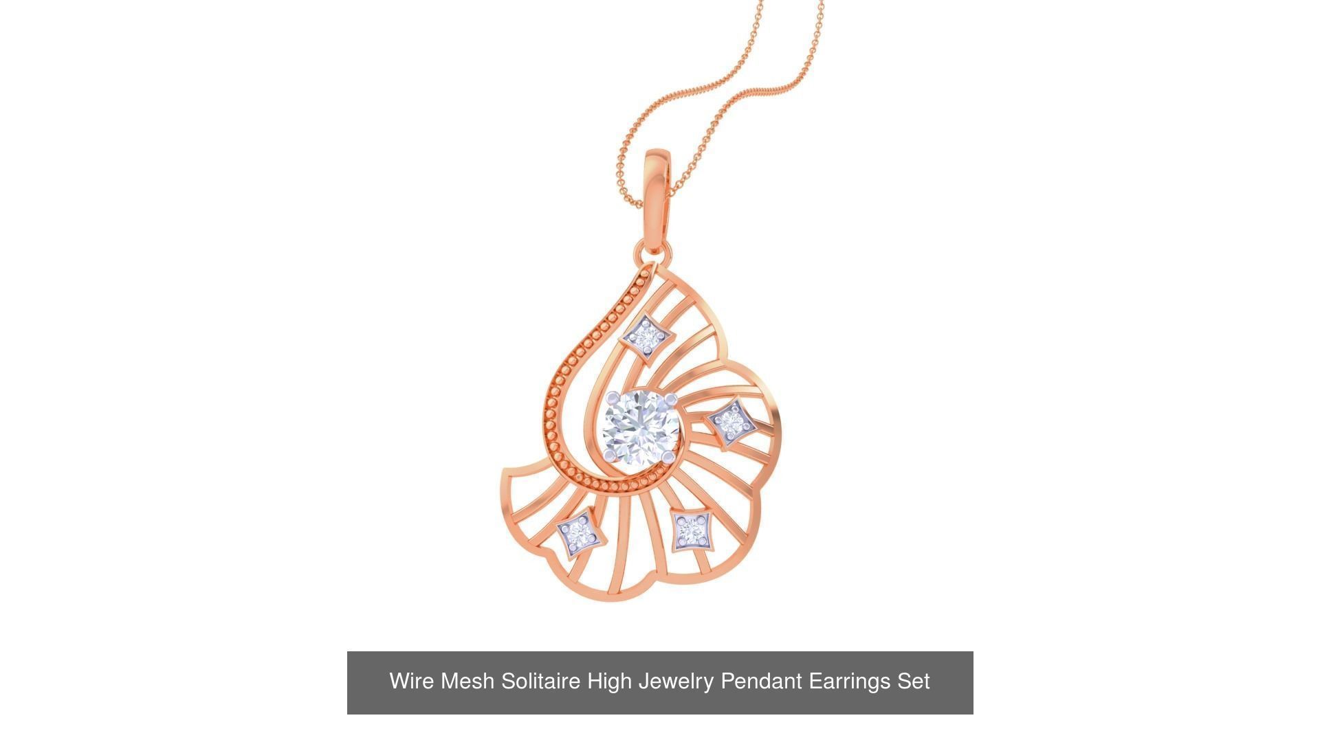 20 Light Solitaire Pendant Earrings Set 3dm stl obj mtl gltf glb 3D Model Collection_14