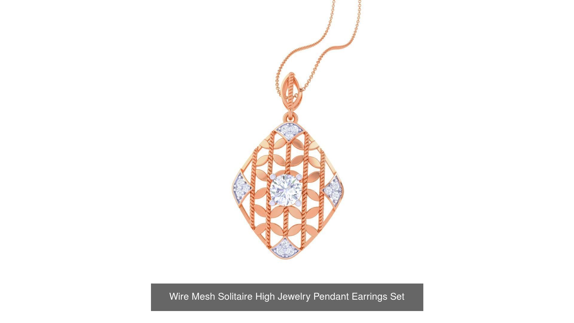 20 Light Solitaire Pendant Earrings Set 3dm stl obj mtl gltf glb 3D Model Collection_9