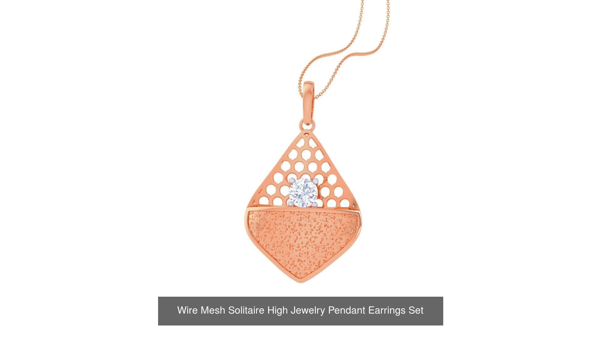 20 Light Solitaire Pendant Earrings Set 3dm stl obj mtl gltf glb 3D Model Collection_2