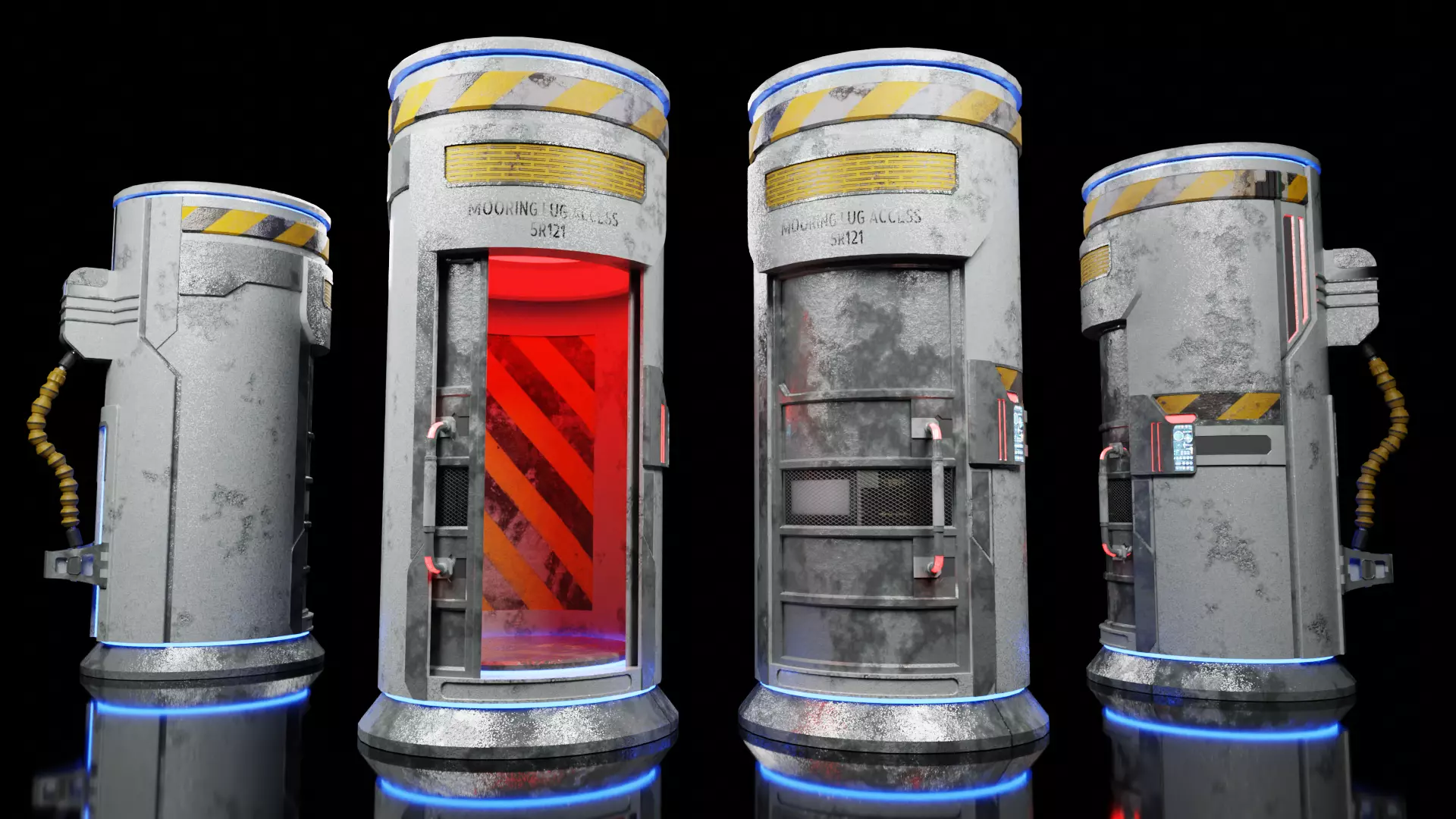 Sci Fi Portal Animated Game Asset Low-poly 3D model_0