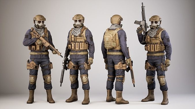 Casual Soldier 09 Low-poly 3D model