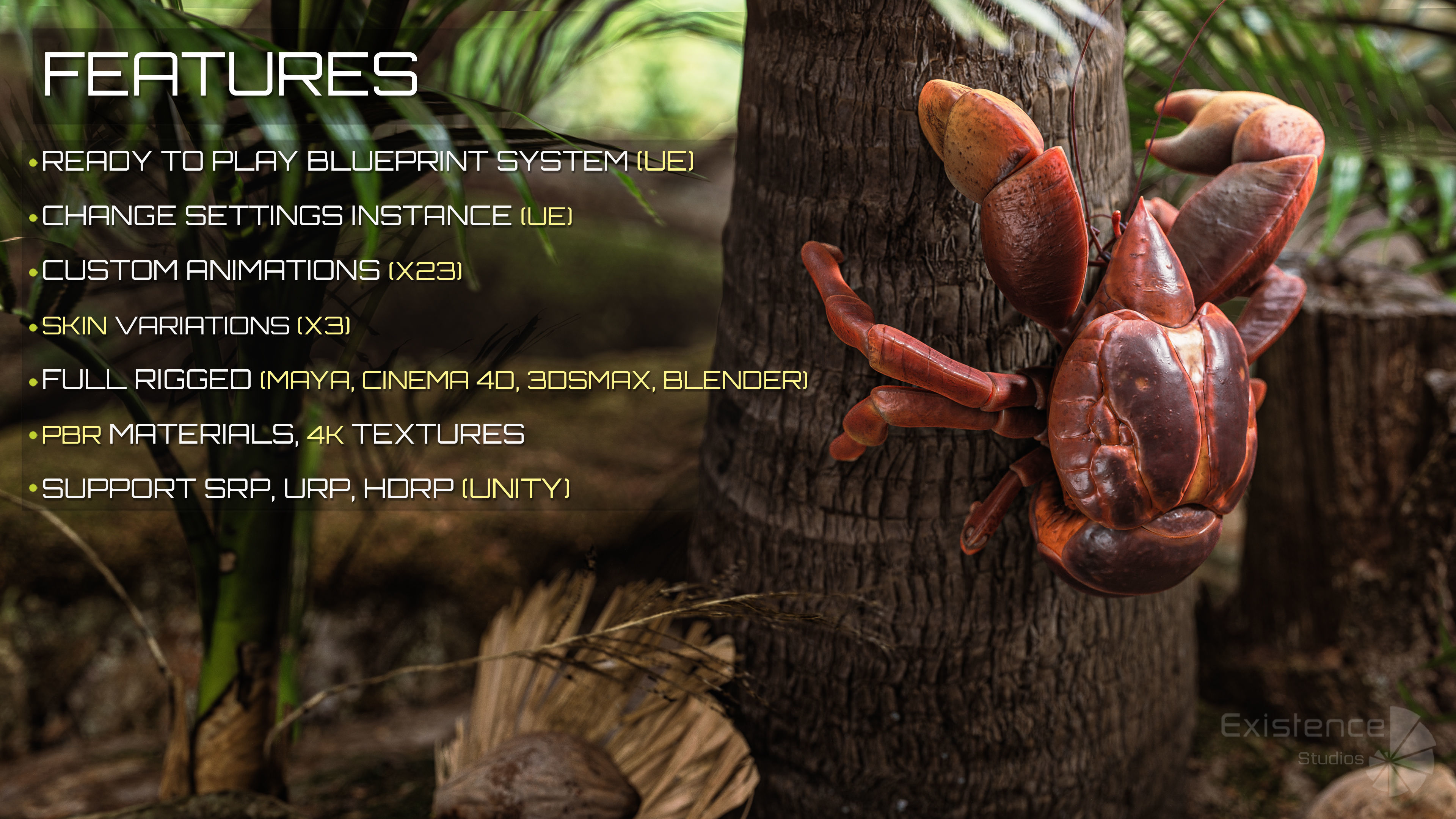 Coconut Crab - Snappy Palm Thief - Underwater Monster - 47 Low-poly 3D model_5