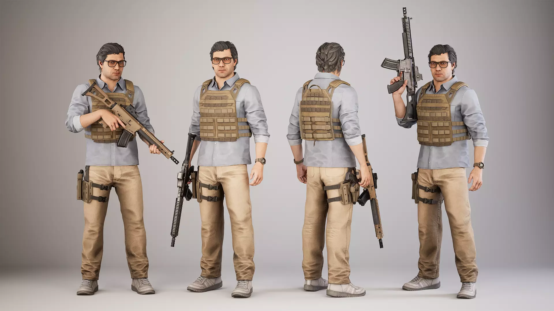 Casual Soldier 14 Low-poly 3D model_0