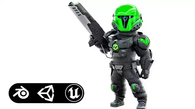 CYBER SOLDIER XC-800 Rigged for Unreal Engine - Unity - MIXAMO 