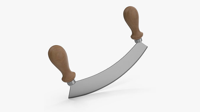 Mezzaluna with One Blade and Wooden Handles 3D model 5