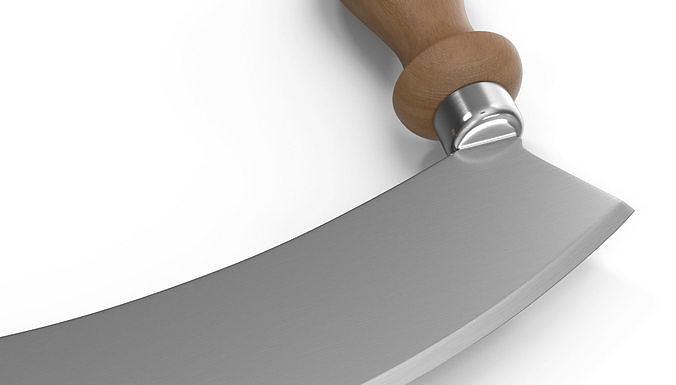 Mezzaluna with One Blade and Wooden Handles 3D model 7