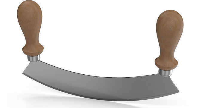 Mezzaluna with One Blade and Wooden Handles 3D model 6