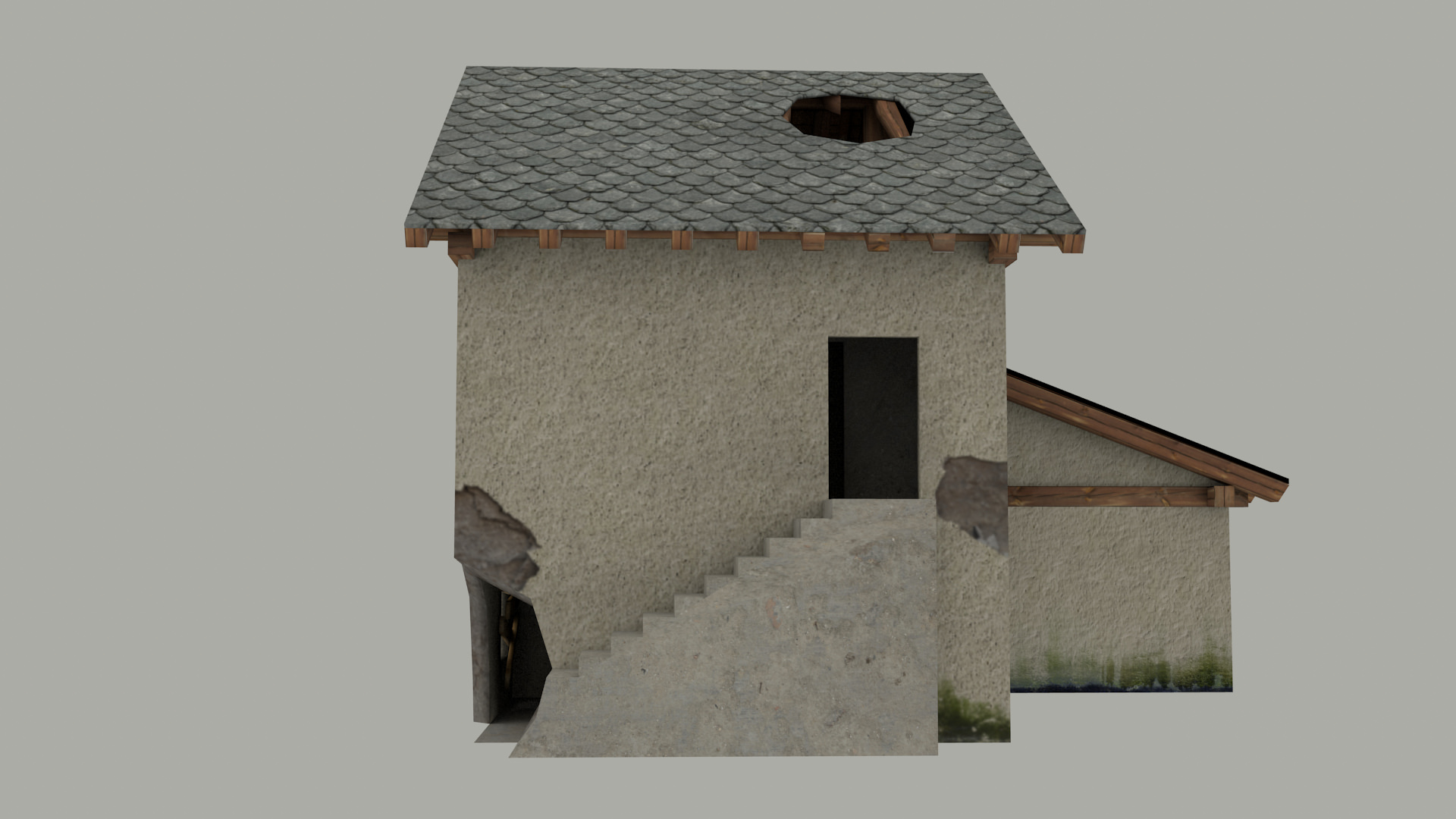 Destroyed House Low-poly 3D model_8