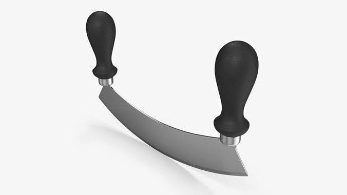 Mezzaluna with One Blade and Plastic Handles 3D model 5