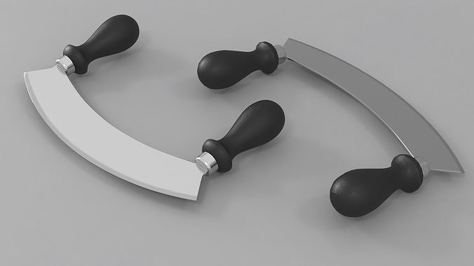 Mezzaluna with One Blade and Plastic Handles 3D model 4