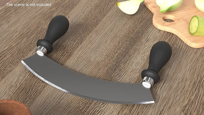 Mezzaluna with One Blade and Plastic Handles 3D model
