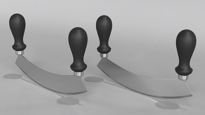 Mezzaluna with One Blade and Plastic Handles 3D model 3