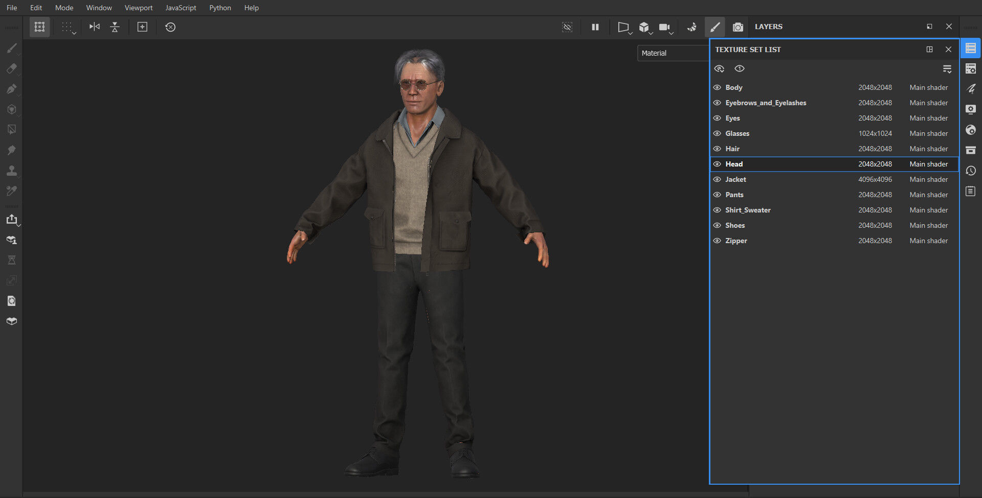 Game Ready Vintage Man Character Low-poly 3D model_15