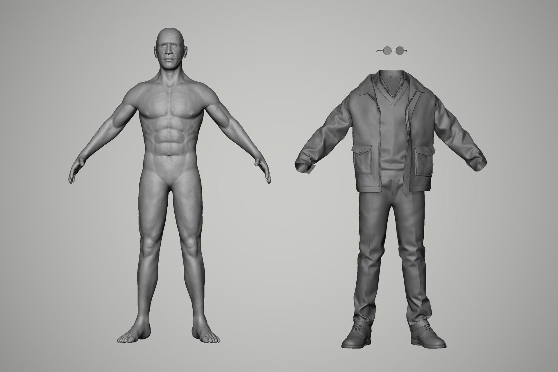 Game Ready Vintage Man Character Low-poly 3D model_13