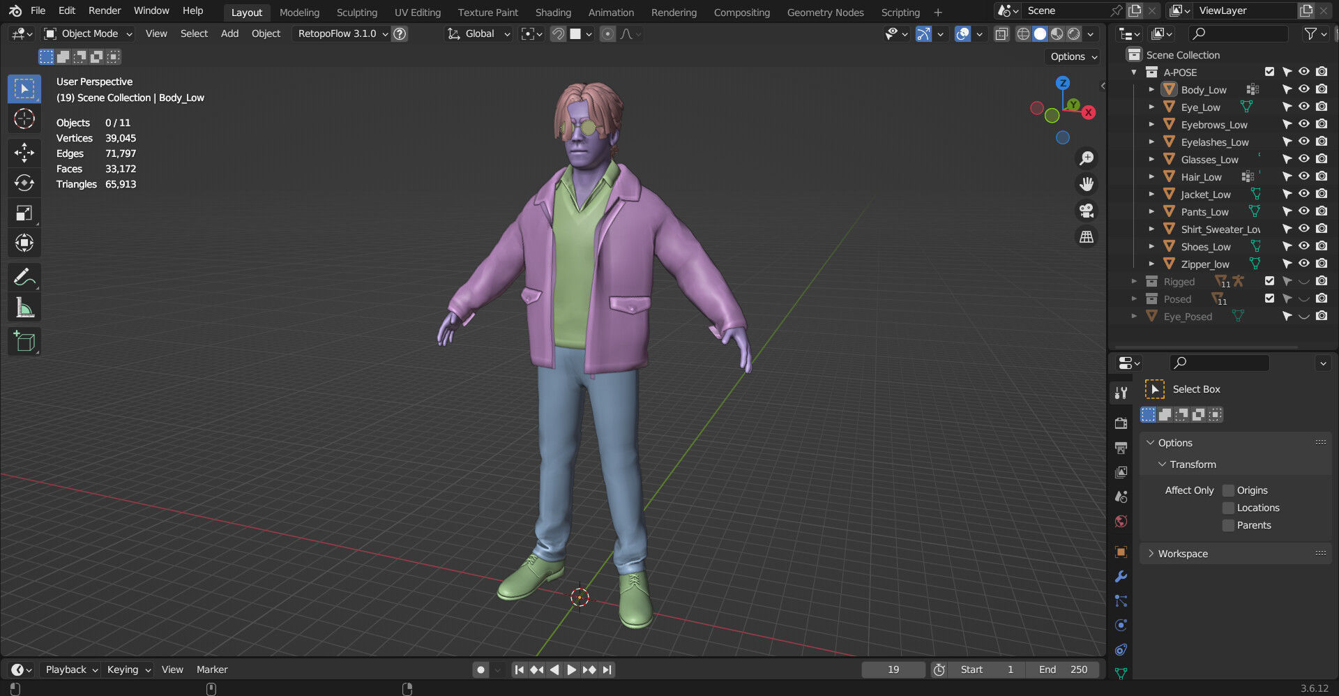 Game Ready Vintage Man Character Low-poly 3D model_16