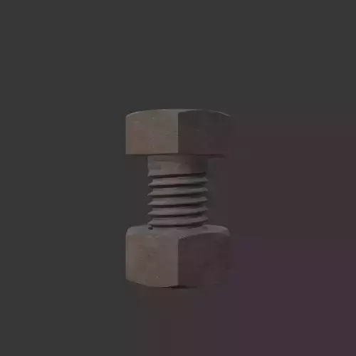 M8 Hex Bolts and Nuts with Rusty Iron Texture 3D model 4