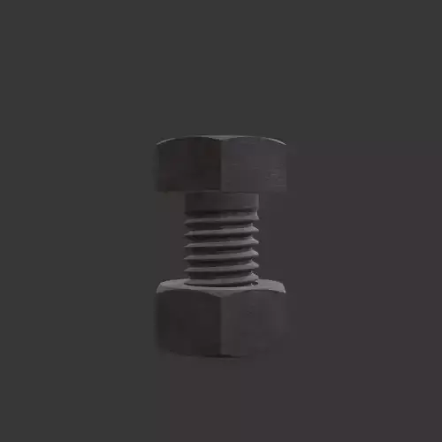 M8 Hex Bolts and Nuts with Rusty Iron Texture 3D model 3