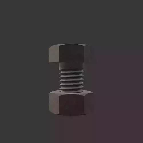 M8 Hex Bolts and Nuts with Rusty Iron Texture 3D model 2