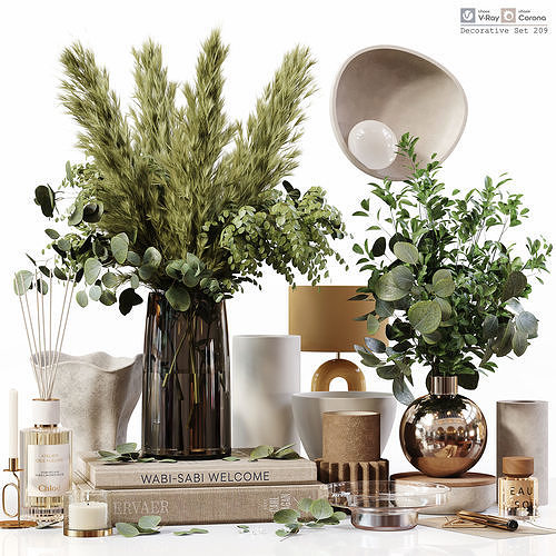 Decorative Set 209 Low-poly 3D model