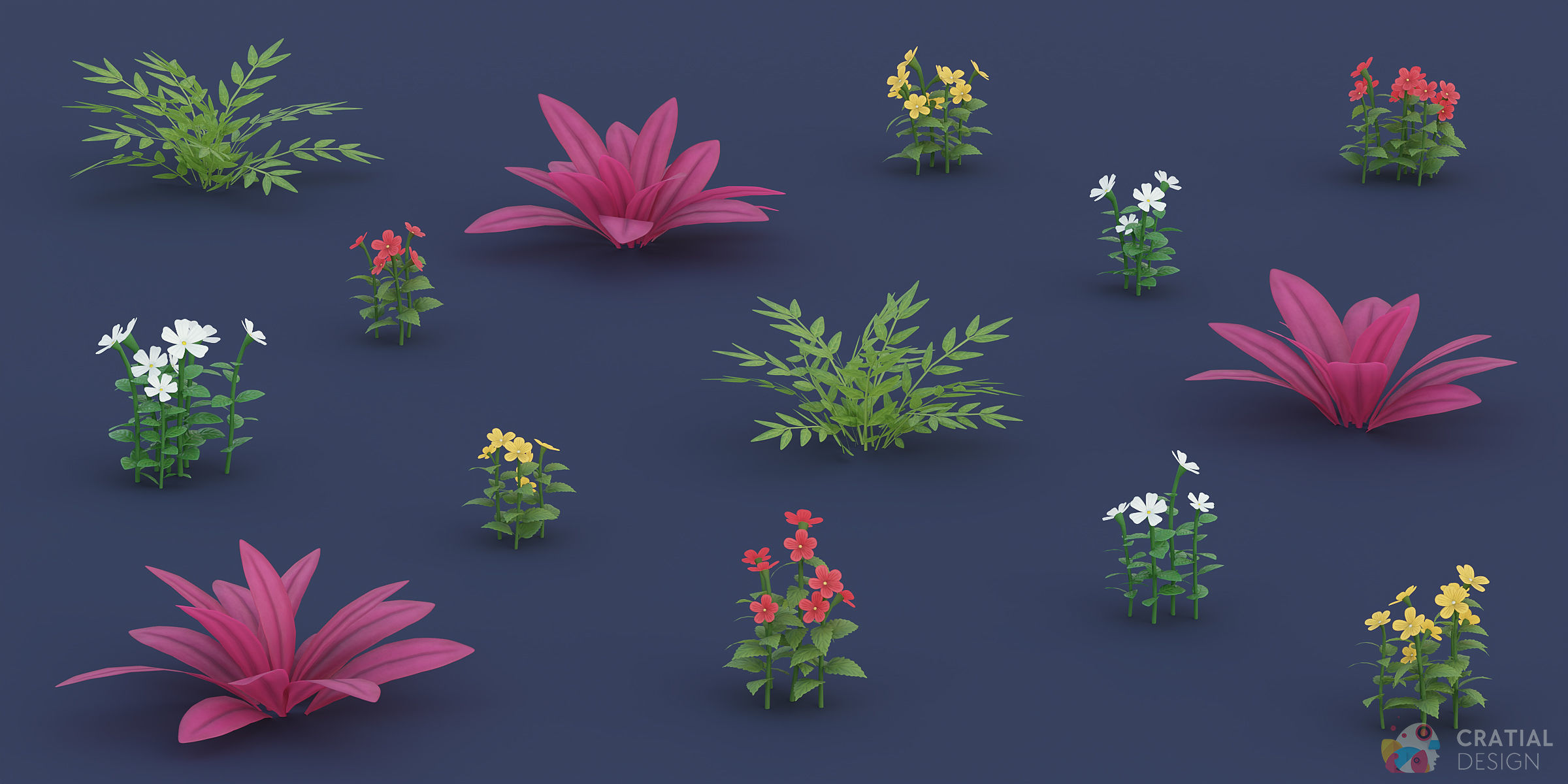 Stylized Tropical Nature and Foliage Kit 3D model_3